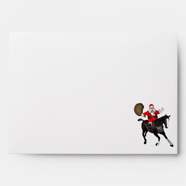 Santa Claus Riding A Black Horse Envelope (Front)