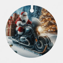Santa Claus Riding A BMW Motorcycle Sled