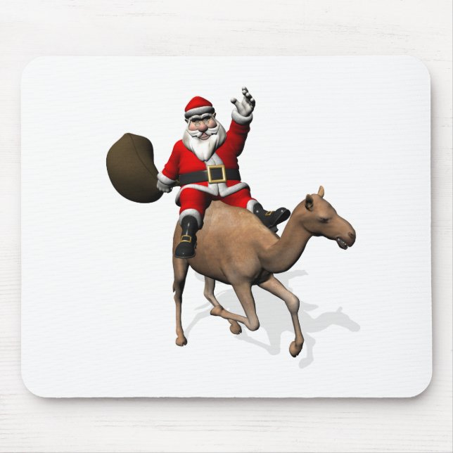 Santa Claus Riding A Camel Mouse Pad (Front)
