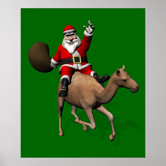Santa Claus Riding A Camel Poster (Front)