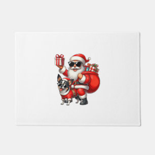 Santa Claus Riding a Chihuahua Dog Christmas Boys Doormat