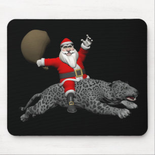 Santa Claus Riding A Grey Panther Mouse Pad