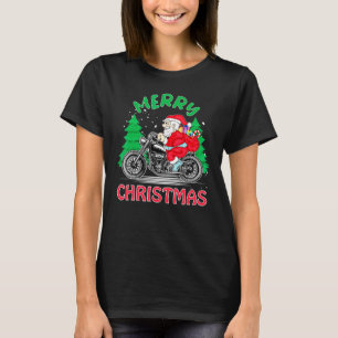 Santa Claus Riding A Motorcycle Christmas Tree T-Shirt