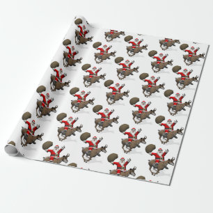 Santa Claus Riding A Pronghorn Wrapping Paper
