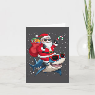 Santa Claus Riding A Shark Christmas Boy Girl Kids Card