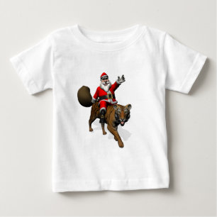 Santa Claus Riding A Tiger Baby T-Shirt