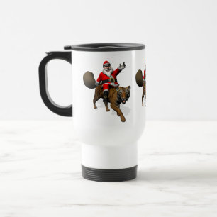 Santa Claus Riding A Tiger Travel Mug