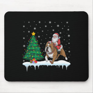 Santa Claus Riding American Bulldog Boys Girls Chr Mouse Pad