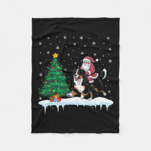 Santa Claus Riding Bernese Mountain Dog Boys Girls Fleece Blanket