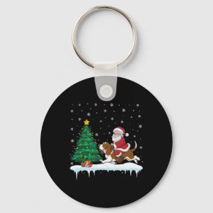 Santa Claus Riding Bet Hound Dog Boys Girls Christ Key Ring