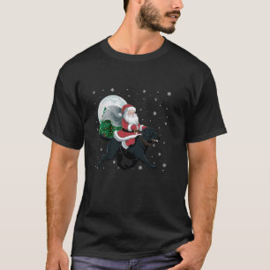 Santa Claus Riding Black Labrador Dog Christmas Tr T-Shirt