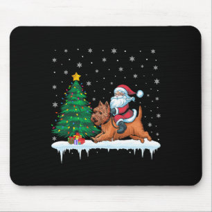 Santa Claus Riding Cairn Terrier Dog Boys Girls Ch Mouse Pad