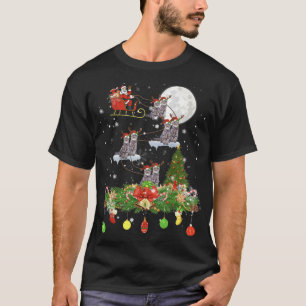 Santa Claus Riding Cat Reindeer Sleigh Xmas day T-Shirt