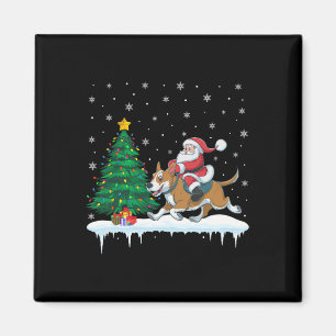 Santa Claus Riding Cattle Dog Boys Girls Kids Chri Magnet