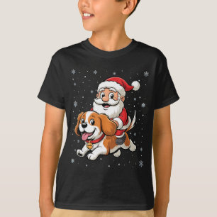 Santa Claus Riding Cavalier King Charles Spaniel D T-Shirt