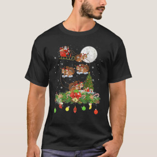 Santa Claus Riding Chipmun Reindeer Sleigh Xmas T-Shirt