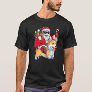 Santa Claus Riding Corgi Dog Xmas Christmas T-Shirt