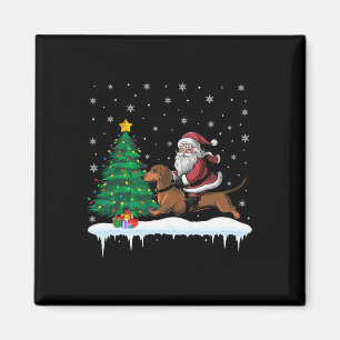 Santa Claus Riding Dachshund Dog Boys Girls Kids C Magnet