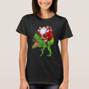 Santa Claus Riding Dinosaur Reindeer Christmas Pa T-Shirt