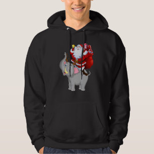 Santa Claus Riding Elephants Reindeer Christmas P Hoodie