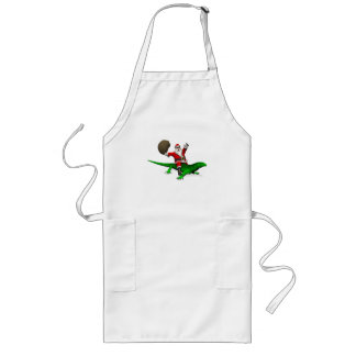 Santa Claus Riding Green Lizard Long Apron