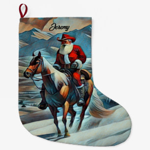 Santa Claus Riding Horse Christmas Large Christmas Stocking
