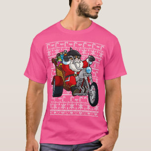 Santa Claus Riding Motorcycle Ugly Christmas Sweat T-Shirt