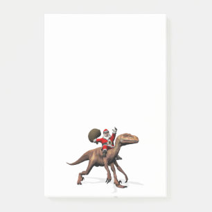 Santa Claus Riding On Deinonychus Post-it Notes