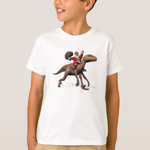 Santa Claus Riding On Deinonychus T-Shirt