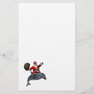 Santa Claus Riding On Dolphin Stationery
