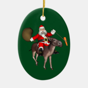 Santa Claus Riding On Donkey Ceramic Tree Decoration