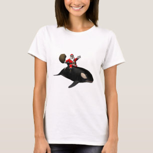 Santa Claus Riding On Killer Whale T-Shirt
