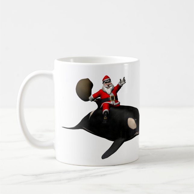 Santa Claus Riding On Orca Coffee Mug (Left)