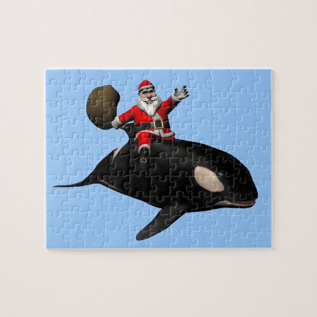 Santa Claus Riding On Orca Jigsaw Puzzle (Horizontal)