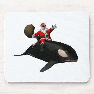 Santa Claus Riding On Orca Mouse Pad