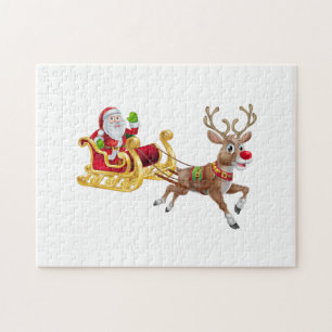 Santa Claus riding on sleigh Jigsaw Puzzle