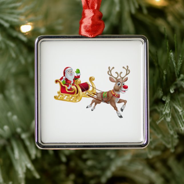 Santa Claus riding on sleigh Metal Tree Decoration (Tree)