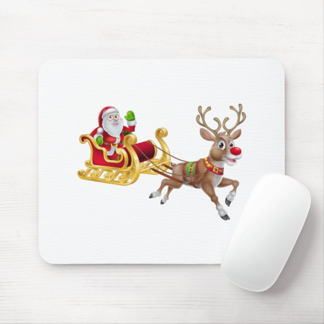 Santa Claus riding on sleigh Mouse Pad (With Mouse)