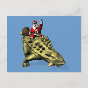 Santa Claus Riding On Talarurus Holiday Postcard