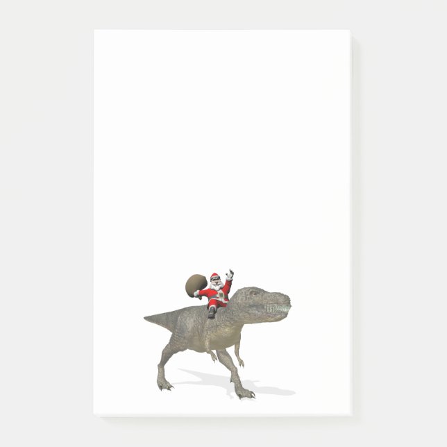 Santa Claus Riding On Trex Post-it Notes (Front)