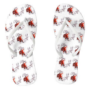 Santa Claus Riding Reindeer Christmas Jandals