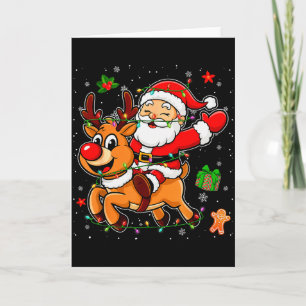Santa Claus Riding Reindeer Merry Christmas Pajama Card