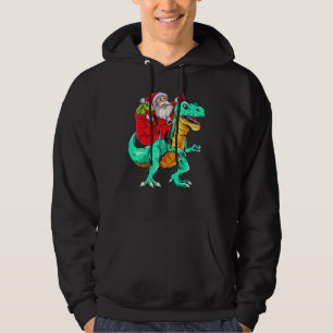 Santa Claus Riding Rex Dinosaur Christmas Dino X Hoodie