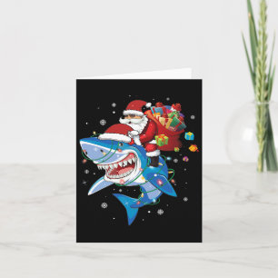 Santa Claus Riding Shark Lover Merry Christmas Xma Card