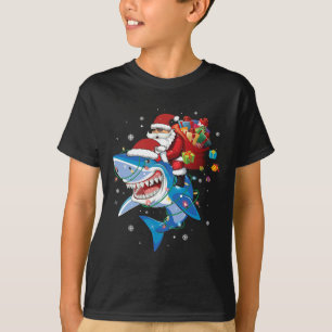 Santa Claus Riding Shark Lover Merry Christmas Xma T-Shirt