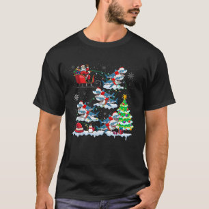 Santa Claus Riding Shark Sleigh Christmas Tree Lig T-Shirt