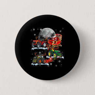 Santa Claus Riding Tractor Sleigh Christmas Tracto 6 Cm Round Badge