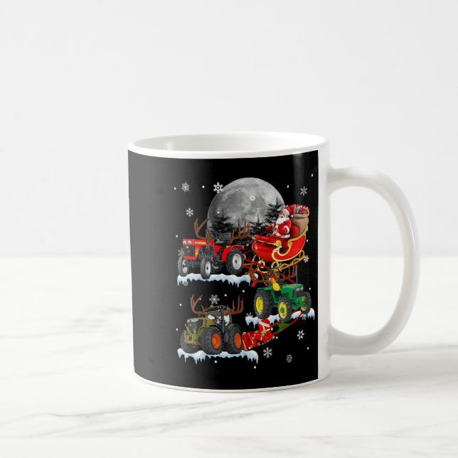 Santa Claus Riding Tractor Sleigh Christmas Tracto Coffee Mug (Right)