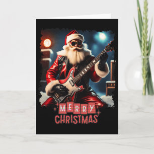 Santa Claus Rock Guitar Merry Christmas  Card