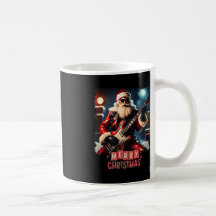 Santa Claus Rock Guitar Merry Christmas  Coffee Mug
